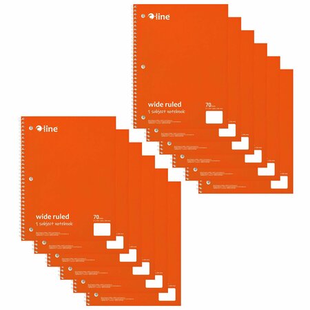 C-LINE PRODUCTS One-Subject Notebook, 70 Page, Wide Ruled, Orange, 12PK 22042